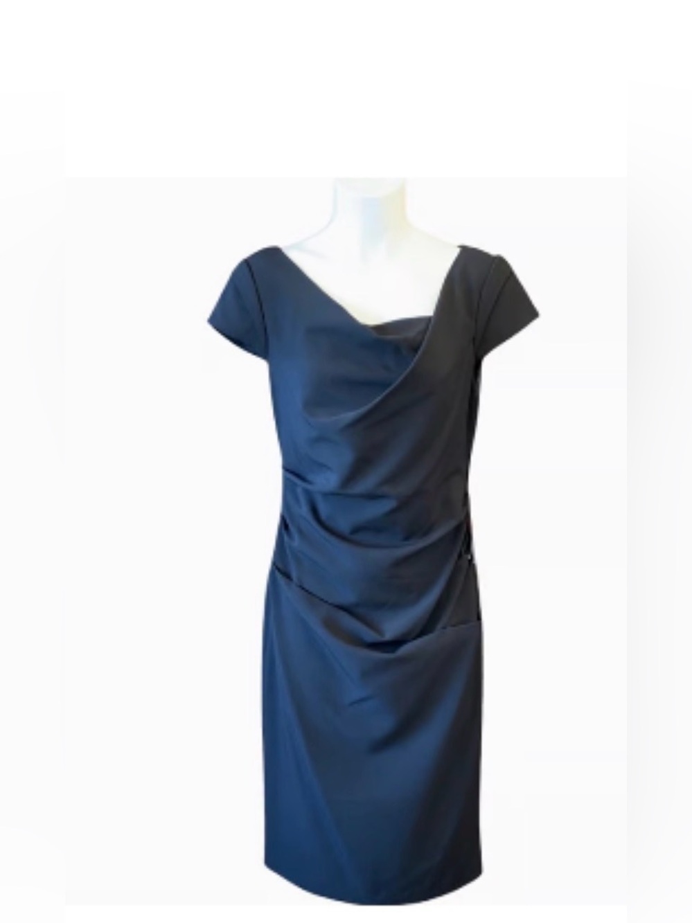 Women's Adrianna Papell Side Rusched Matte Stretch Sheath Dress Black Size 6 NWT